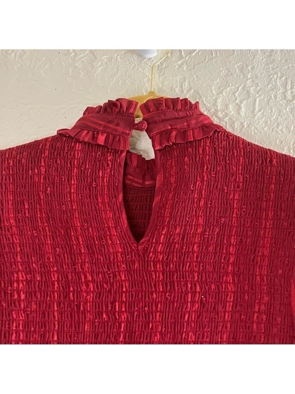 Lulu’s Cheerful Charmer Wine Red Lurex Long Sleeve Mini Dress - Picture 10 of 13